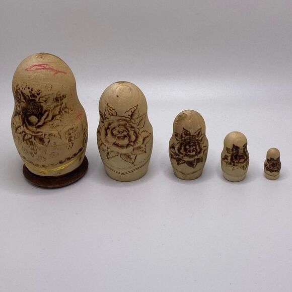 Rare Vintage Russian Matryoshka Nesting Doll Hand Crafted 5 Dolls - Picture 5 of 11